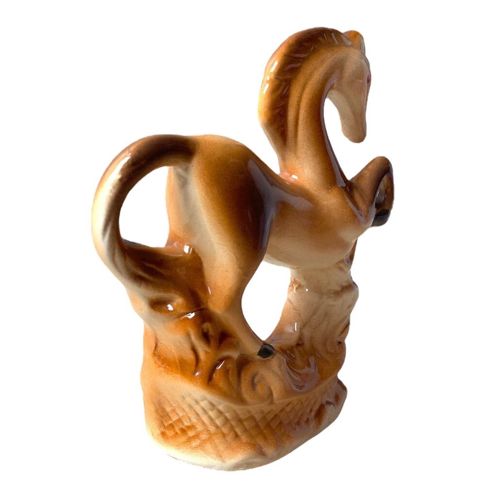 Vintage Ceramic Prancing Horse Figurine: Mid Century Modern Equestrian Decor - Picture 5 of 7